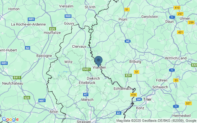 Kaart met locatie Stoeltjeslift van Vianden